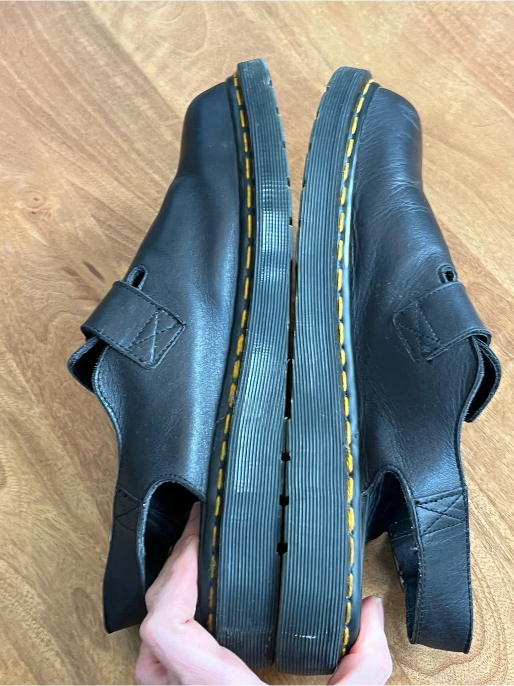 Vintage Dr. Martens Mens 11 Black Leather Slingback Clog Style Shoes